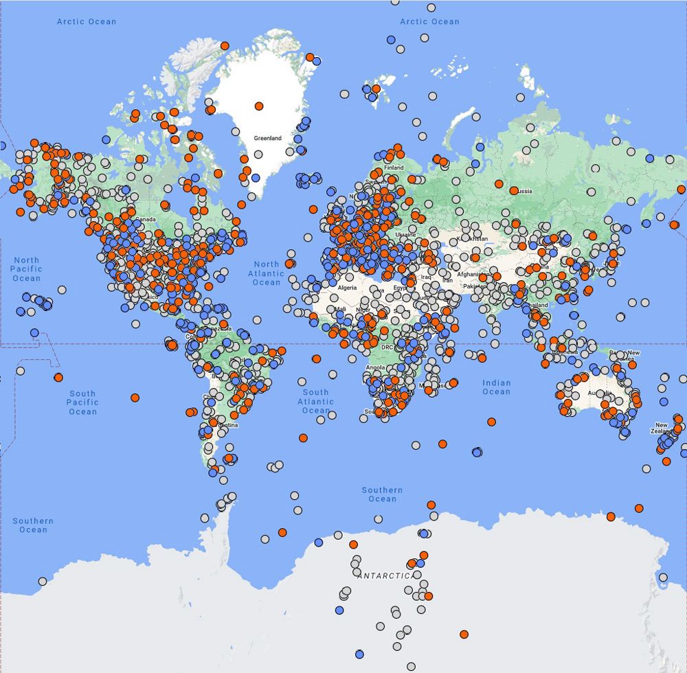 Mappa del mondo che mostra i progetti in ogni continente.