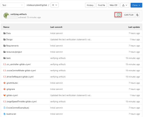 Successful pipeline status in GitLab.