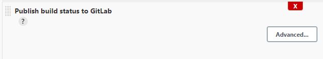 Uno screenshot dell'azione post-build aggiunta, Pubblica lo stato della build su GitLab. C'è un pulsante per le opzioni avanzate.