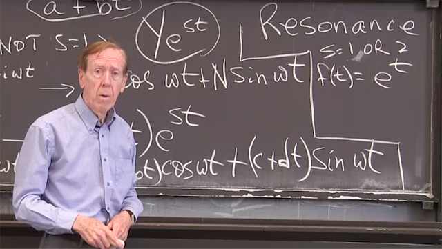 This method is also successful for forces and solutions such as <em>(at<sup>2</sup> + bt +c) e<sup>st</sup></em>: substitute into the equation to find <em>a, b, c</em>.