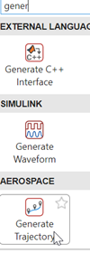 The Generate Trajectory option is shown in the list of completions