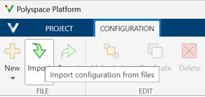 The Import Button int the toolstrip for importing configuration