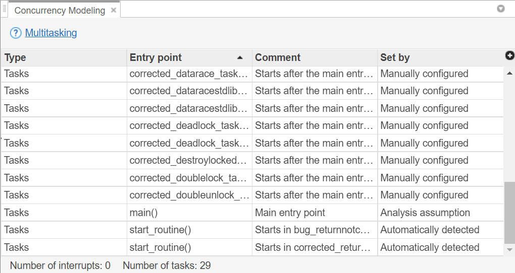 Concurrency modeling window