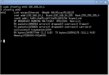 Run the shell commands to configure the network connection