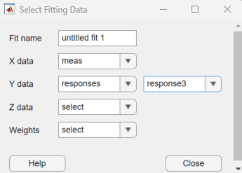 Select Fitting Data with table and vector variable selections