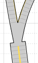 Two single-lane roads, with no direction of travel indicated, abruptly transition into a two-lane road with bidirectional travel