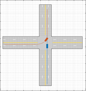 Vehicle turning from the left at an intersection to pull in front of another vehicle