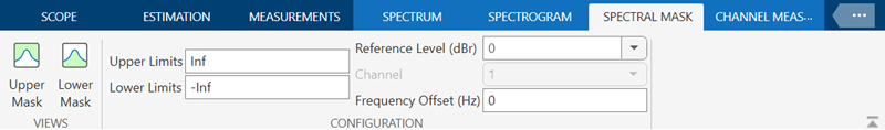 Showing the Spectral Mask tab of the toolstrip.