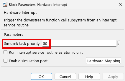 Stting task prioroty in hardware interrupt block