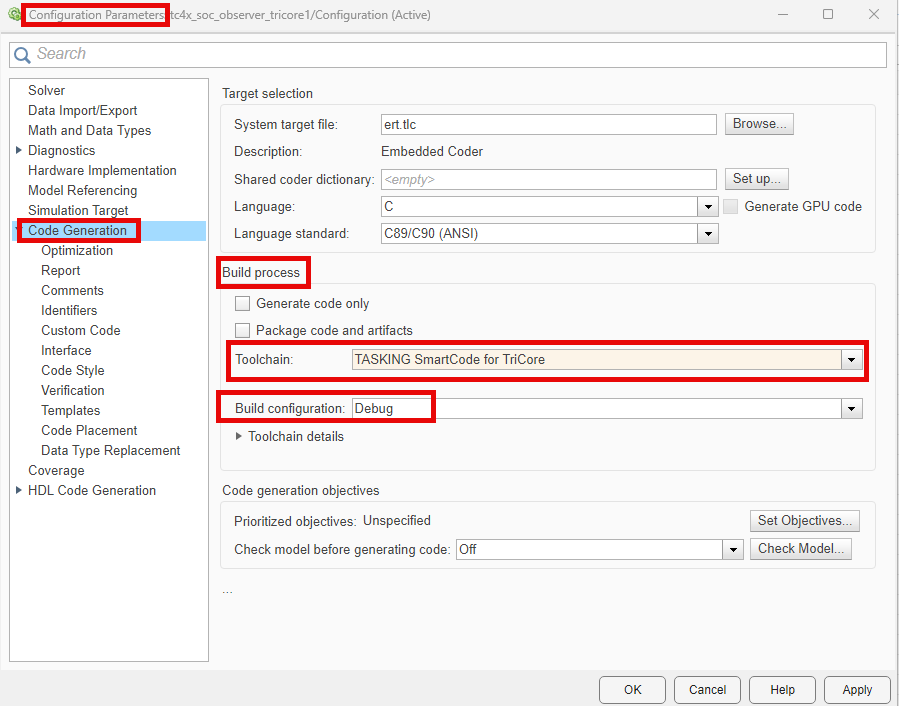 Set toolchain parameter