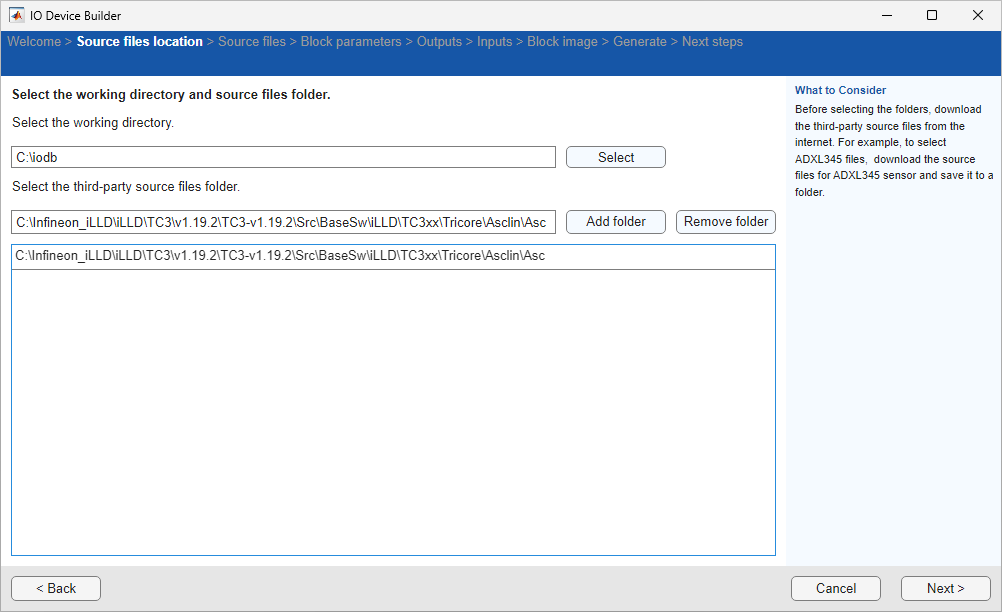 Source files location
