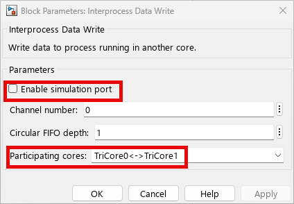 IPC Write block settings for inter-core communication