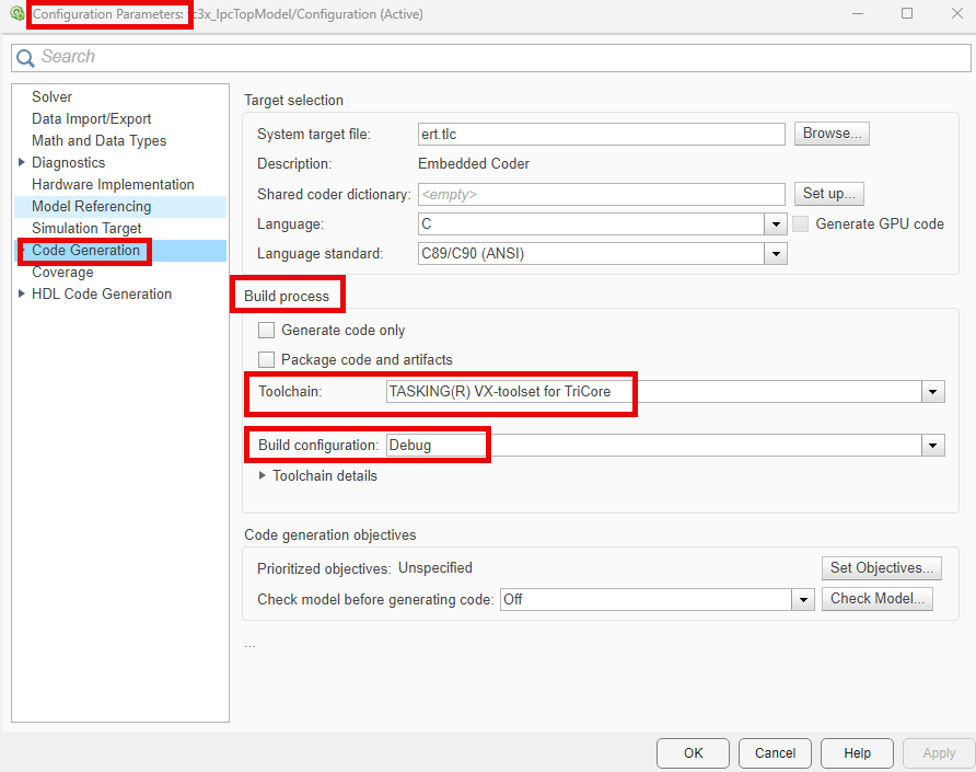 Set toolchain parameter