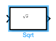 Sqrt block with an input and output.