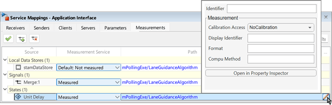 Service Mappings editor with dialog box open to update additional properties of a selected table entry.