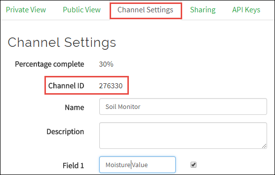 ThingSpeak Channel Settings