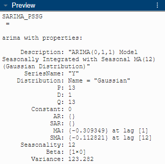 Object display of SARIMA_PSSG.