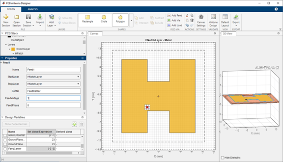 Design, Analyze, and Optimize H-Notch Patch Using Design Variables