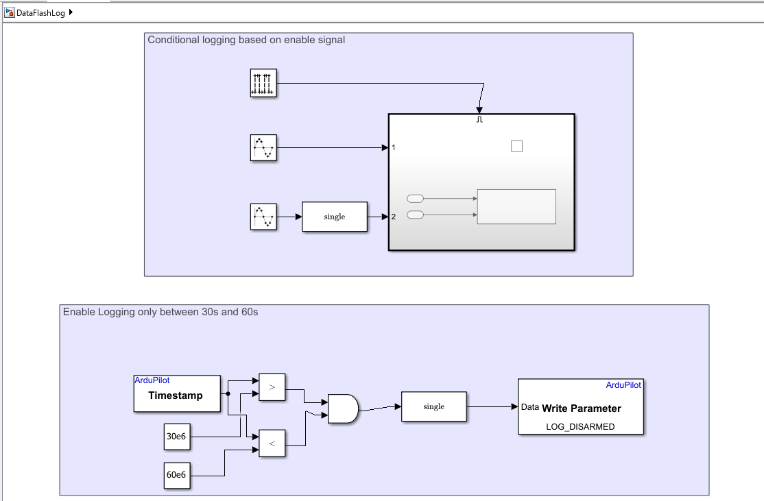 Log Simulink Signals to DataFlash Log on ArduPilot Autopilots