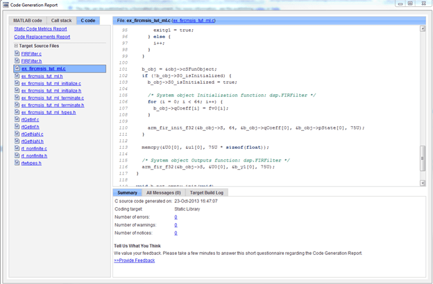 Verify FIR Filter on ARM Cortex-M Processor in MATLAB