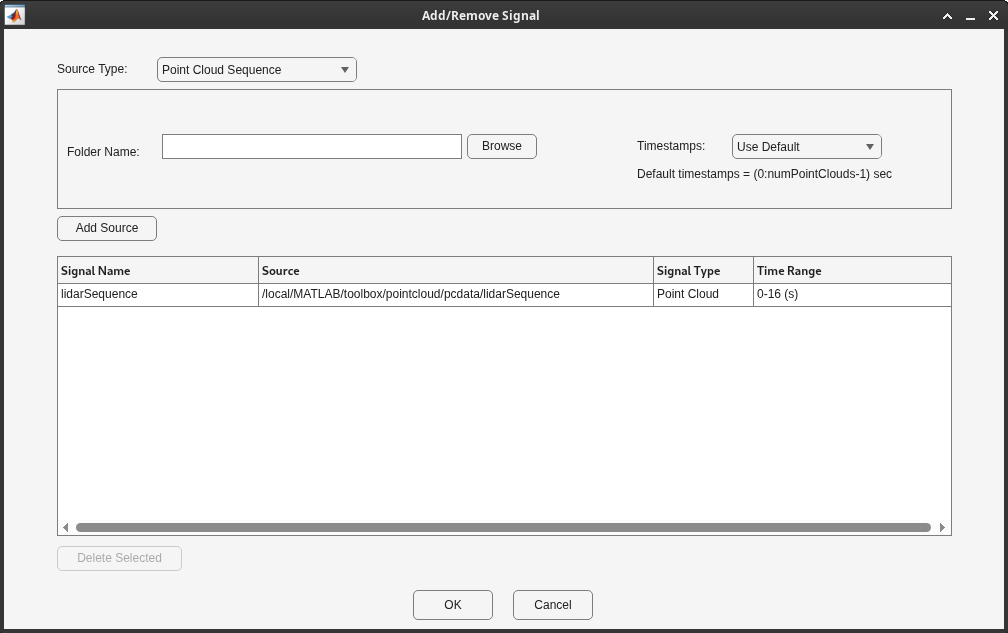 Dialog box for loading point cloud sequence in Multi-Sensor Labeler app
