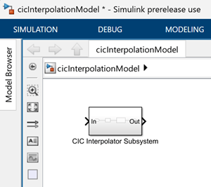 cicInterpolationModel model containing the CIC Interpolator Subsystem block