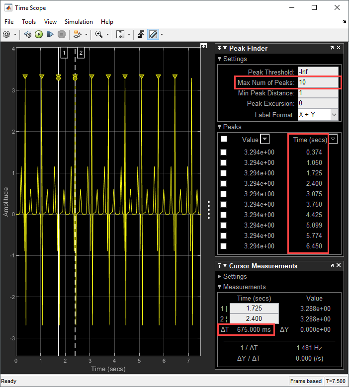 Use Peak Finder to Find Heart Rate from ECG Input