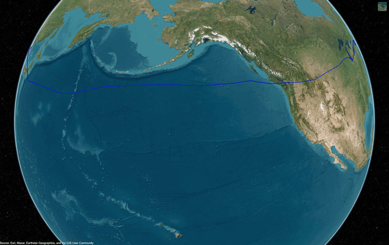 Trajectory on globe