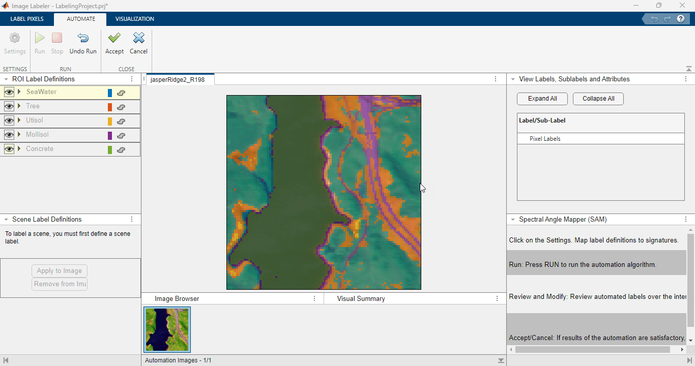 Automate Pixel Labeling of Hyperspectral Images Using Image Labeler