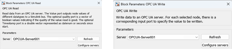 Select server in OPC UA block mask