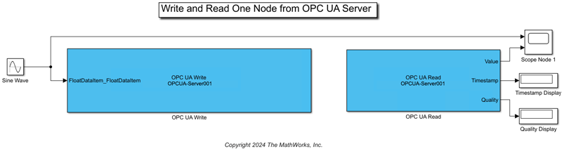 Basic Simulink Model with OPC UA blocks