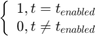 $ \left \{ \begin{array}{cc} 1, t=t_{enabled} \\ 0, t \neq t_{enabled} \end{array} \right. $