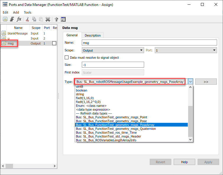 Ports and Data Manager dialog prompt