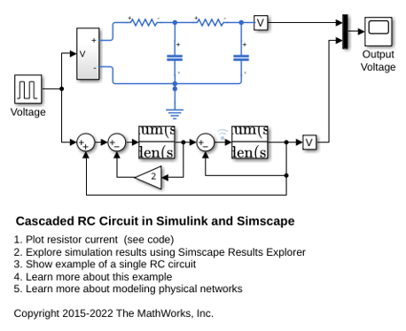 Circuito RC in cascata in Simulink e Simscape