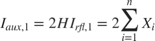 $I_{aux,1} = 2HI_{rfl,1} = 2 \displaystyle\sum_{i=1}^{n} X_i$