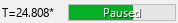 The status bar shows that the simulation time T is 24.808 with an asterisk. Next to the simulation time, the progress bar shows the simulation progress and indicates that the simulation is currently paused.