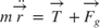 $$ m \ddot{\overrightarrow{r}} = \overrightarrow{T} + \overrightarrow{F_g} $$