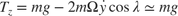 $$T_z = mg - 2m\Omega \dot{y} \cos{\lambda} \simeq mg$$