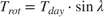 $$T_{rot}=T_{day} \cdot \sin \lambda $$