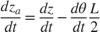 $$ \frac{d z_a}{dt} = \frac{d z}{dt} - \frac{d \theta}{dt} \frac{L}{2} $$