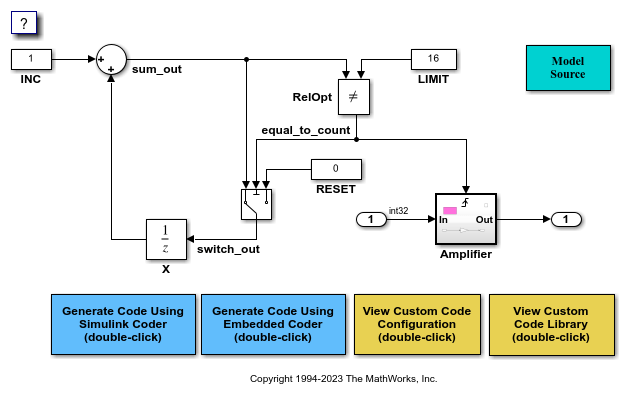 Integrate External C Code into Generated Code by Using Custom Code Blocks and Model Configuration Parameters