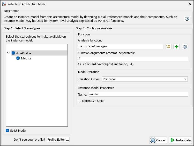 Instantiate Architecture Model tool setup before instantiation