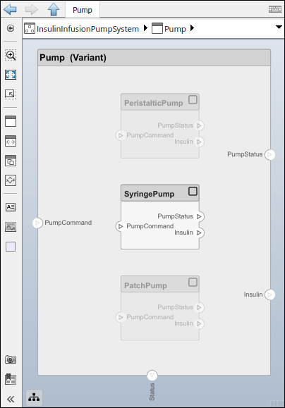 Three variant choices for the pump component.