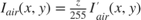 $I_{air}(x,y) = \frac{z}{255}I'_{air}(x,y)$