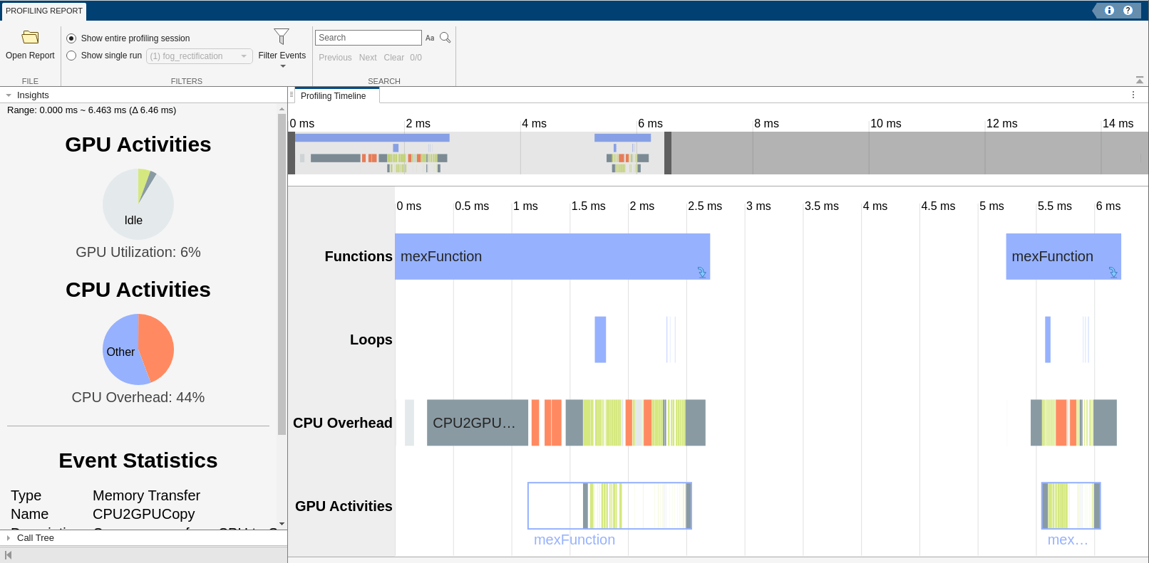 Screen shot of GPU Performance Analyzer.