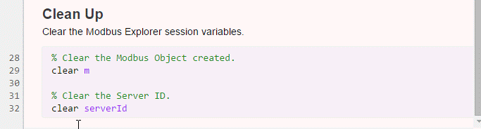 Modbus generated script for disconnect