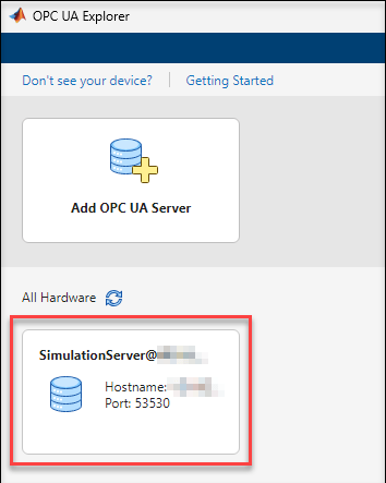 List of configured servers in OPC UA Explorer
