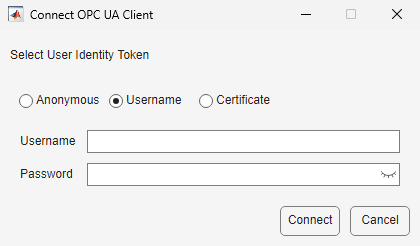 Select User Identity Token to connect