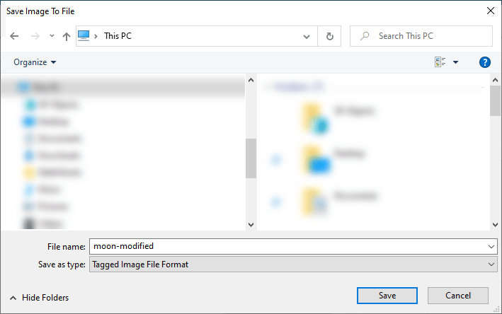 Save Image To File window