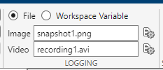 Logging section with File selected in Image Acquisition Explorer